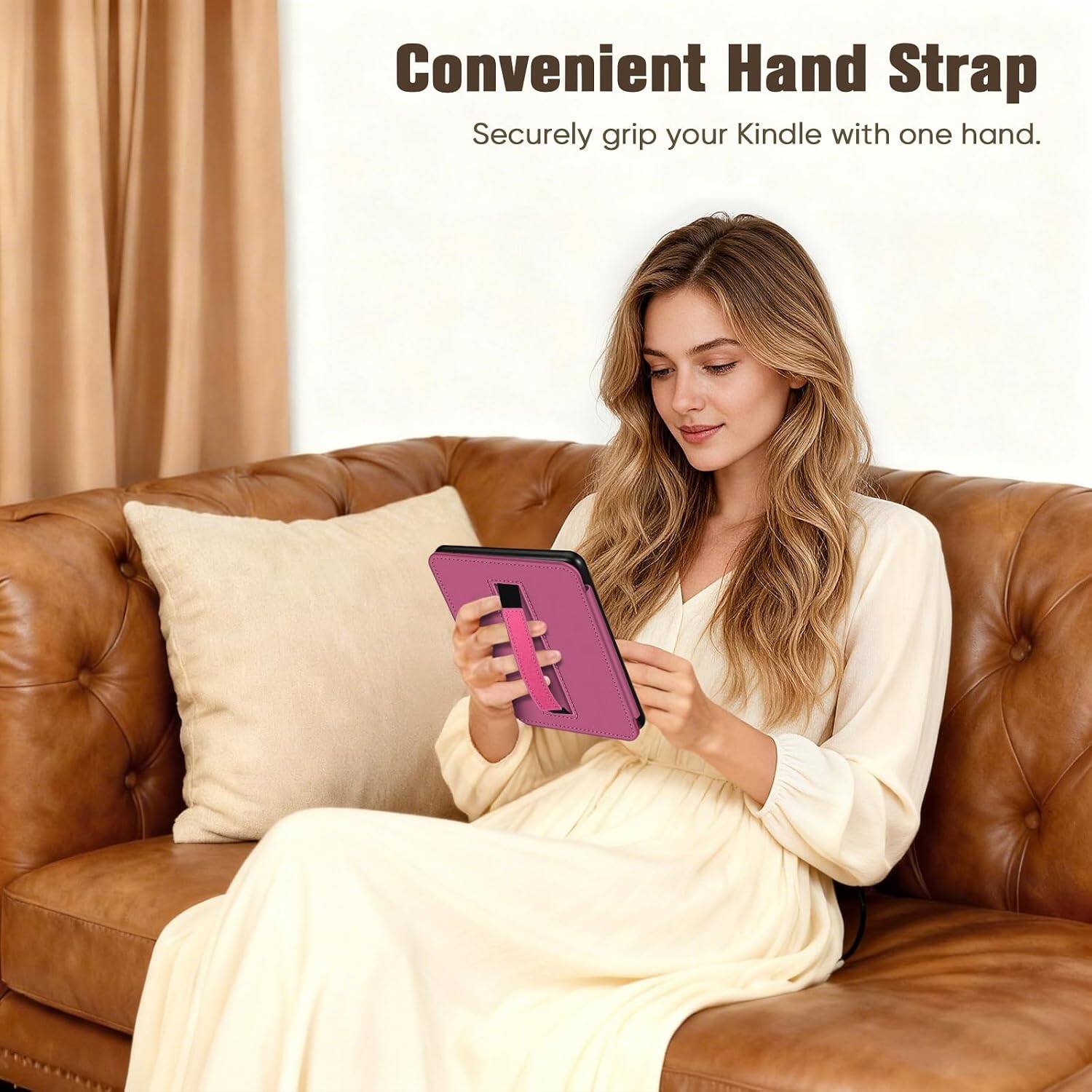 Convenient Hand Strap  
Securely grip your Kindle with one hand.