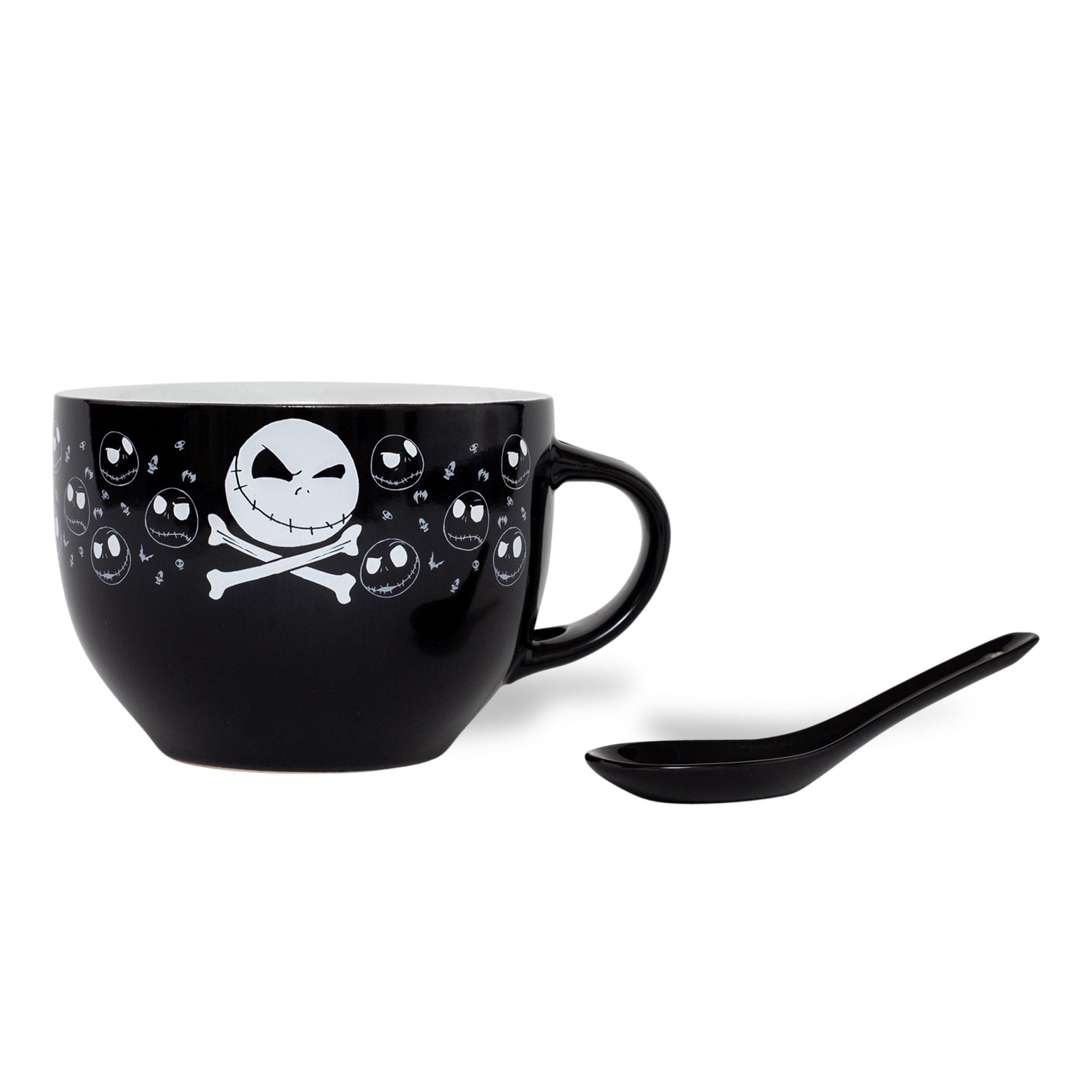 Alt View 10. Disney - Disney The Nightmare Before Christmas Cross Bones Ceramic Soup Mug With Spoon - Black.
