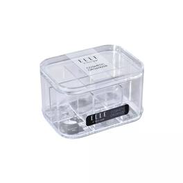 Elle - Acrylic Lipstick Organizer with Lid, 6 Compartments Compact Makeup Storage Box, Portable Lipstick Holder - Clear