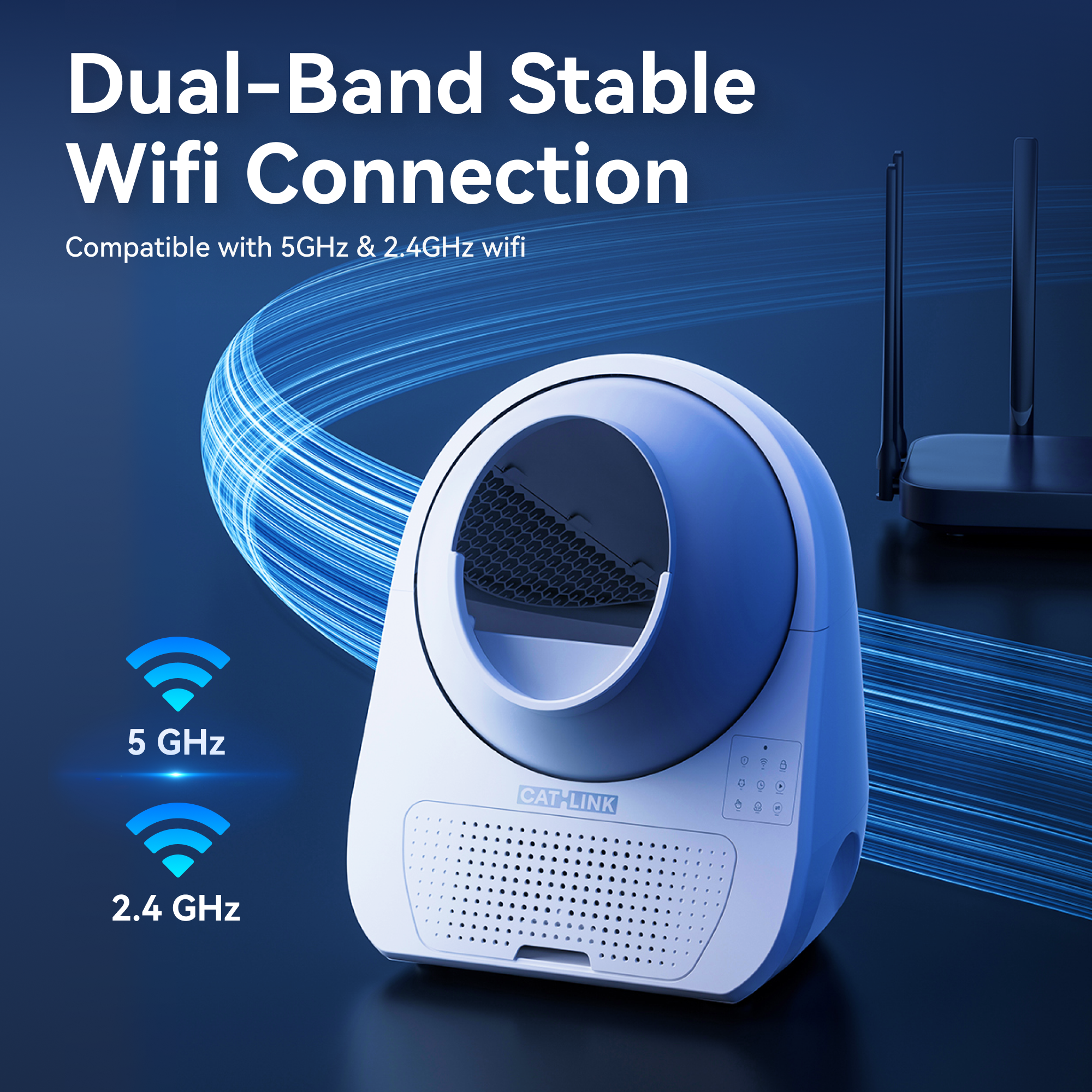 Dual-Band Stable Wifi Connection Compatible with 5GHz & 2.4GHz wifi

5 GHz
2.4 GHz