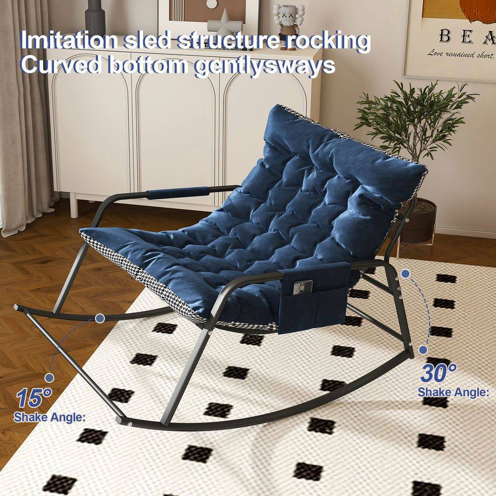 Alt View 6. Kadyn - Rocking Chair with Storage, Cushions and Armrests, Breathable Ergonomic Lounge Chair for Bedroom, Living Room, Blue - Blue.