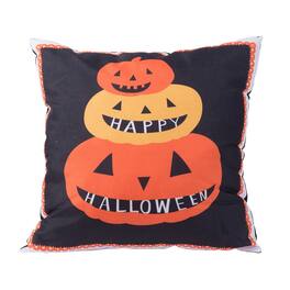 Boyel Living - Cozy 20 Inch Halloween Pumpkin Pillow - Black+Orange