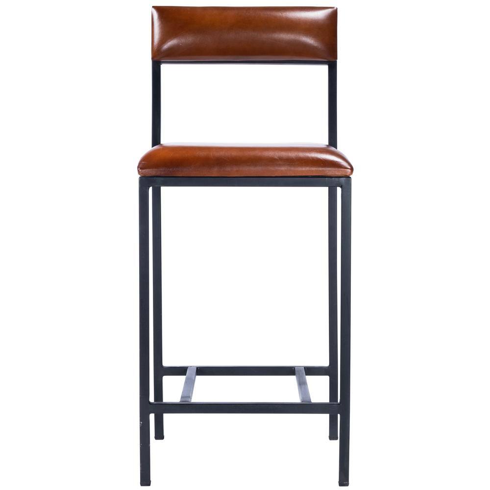Alt View 4. Butler Specialty - Lazarus Leather & Metal 27" Counter Stool - Medium Brown.