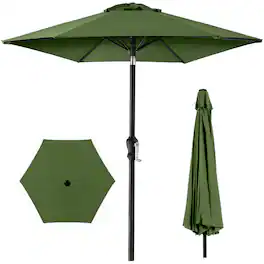 Best Choice Products - 10ft Outdoor Steel Market Patio Umbrella w/ Crank, Tilt Push Button, 6 Ribs - Fern