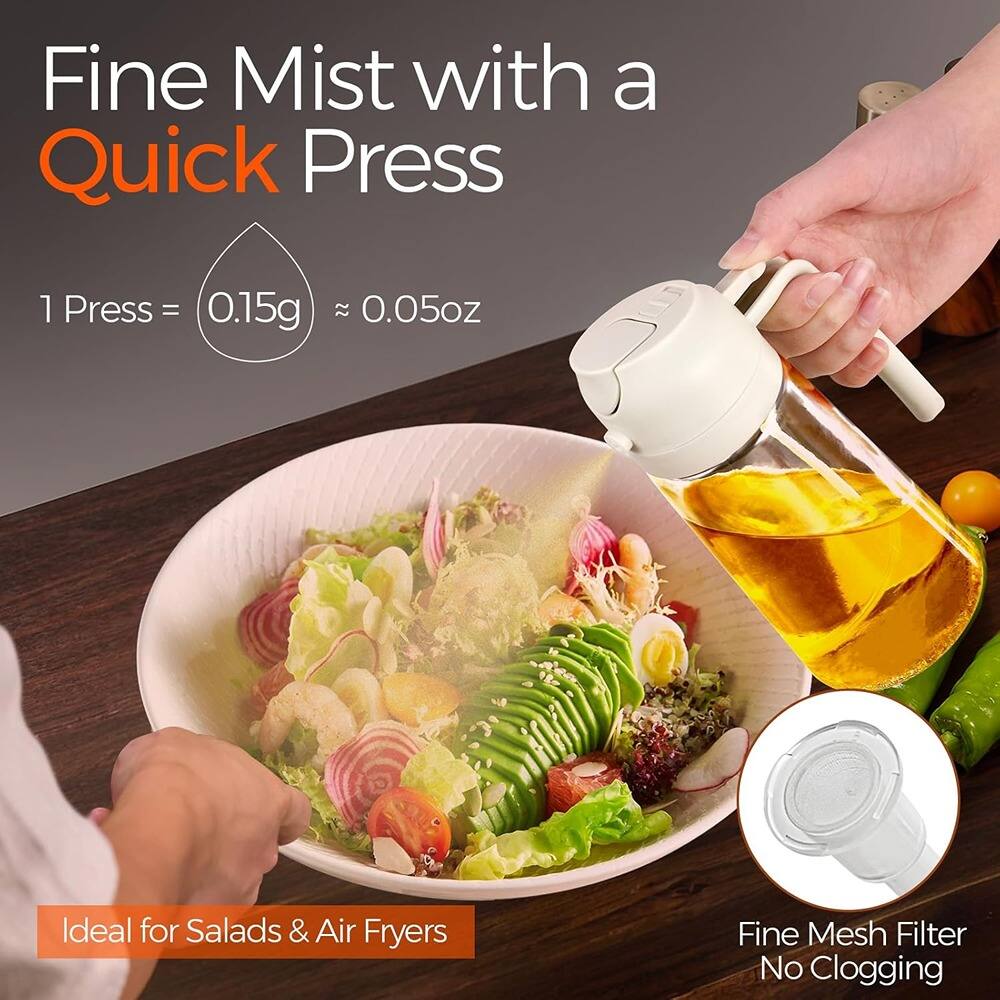 Fine Mist with a Quick Press

1 Press = 0.15g ≈ 0.05oz

Ideal for Salads & Air Fryers

Fine Mesh Filter No Clogging