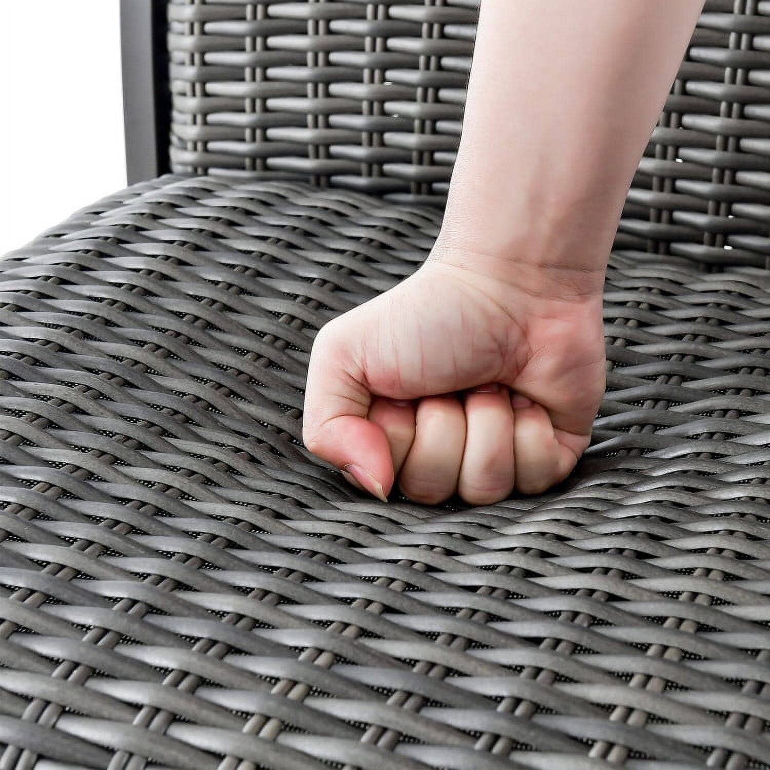 Angle. Pefilos - 3 Pieces Swivel Bar Set with 4D Air Fiber Cushion, Outdoor Stackable Dining Chairs for All Weather, Breathable Garden - Gray.