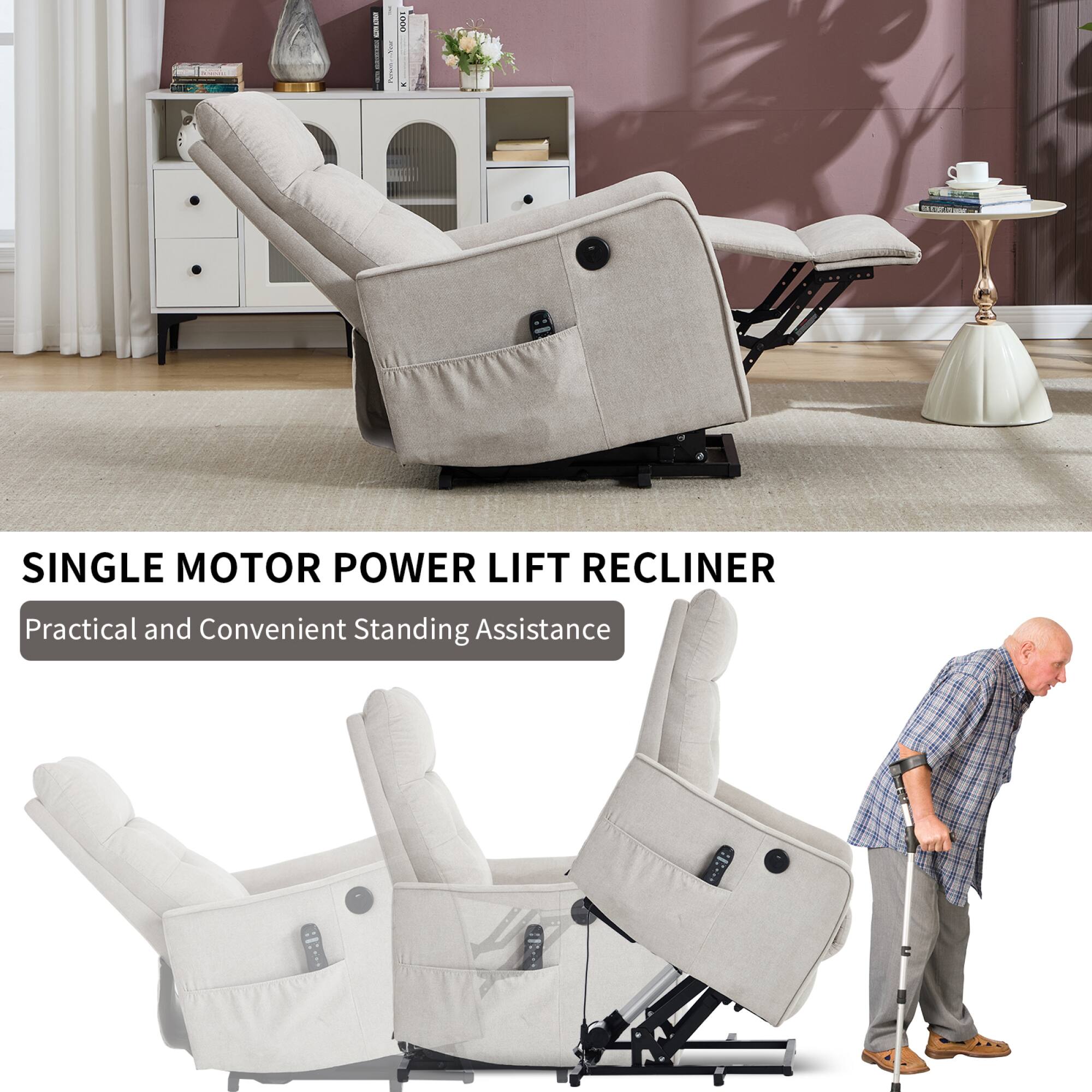 SINGLE MOTOR POWER LIFT RECLINER  
Practical and Convenient Standing Assistance