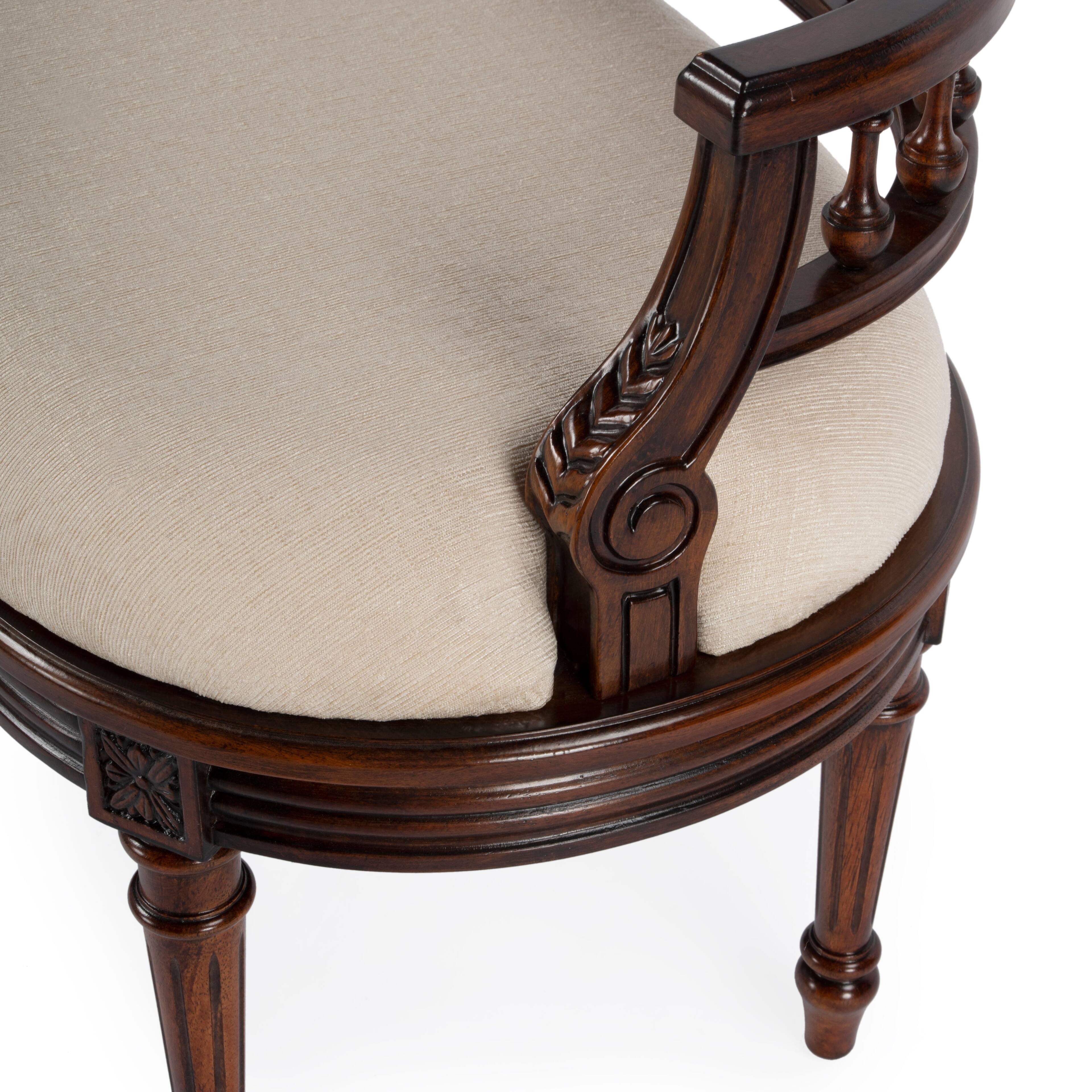 Alt View 7. Butler Specialty - Hathaway 37 in. W Oval Upholstered and Wood Traditional Low Back Accent Bench - Dark Brown.
