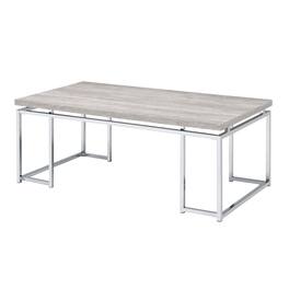 Manhattan Lane - Coffee Table with Rectangular Tabletop and Metal Legs - Silver and Brown
