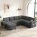 Front. Dyonery - Dyonery 110-inch 7-seater sofa with a pull-out bed, adjustable backrest, storage space, Chenille grey - Grey.