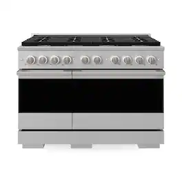 ZLINE - 48 in. 6.7 cu. ft. Marino Freestanding Double Oven Gas Range with 8 Burner Cooktop and Convection Gas Oven - Stainless Steel