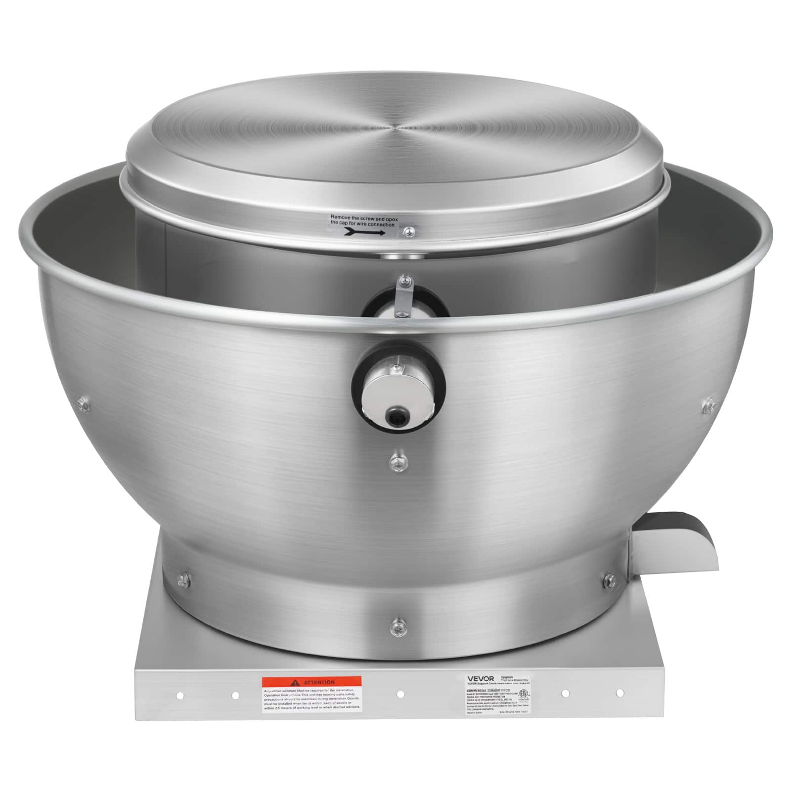 VEVOR - Commercial Kitchen Exhaust Fan,1616 CFM Restaurant Canopy Hood Exhaust Fan, 0.5HP 375W Direct Drive Food Truck Hood Vent - Silver