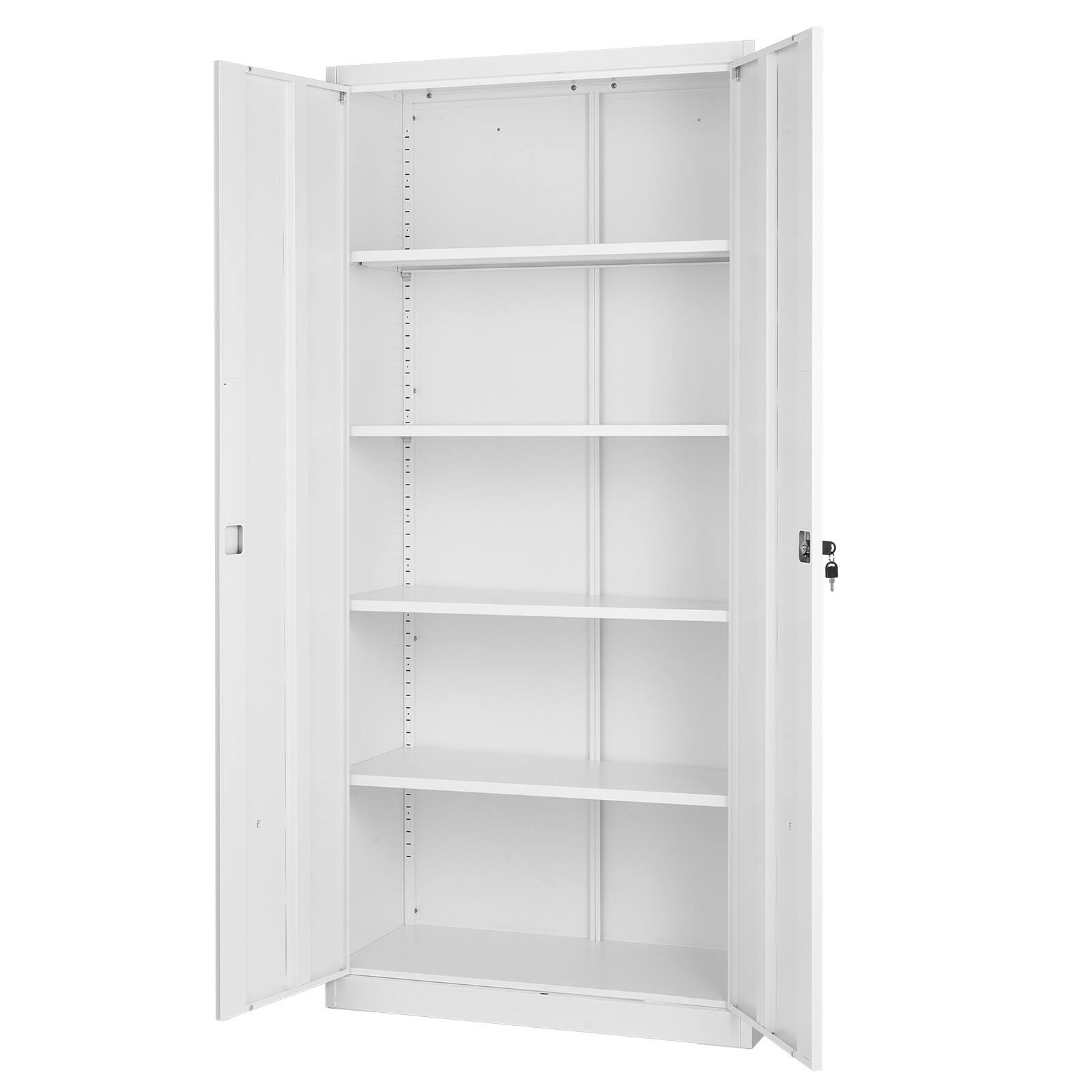 Alt View 5. VEVOR - Metal Storage Cabinet, 68.9 in Lockable Steel Garage Cabinet with 4 Adjustable Shelves, 2 Magnetic Doors, 2 Keys - White.