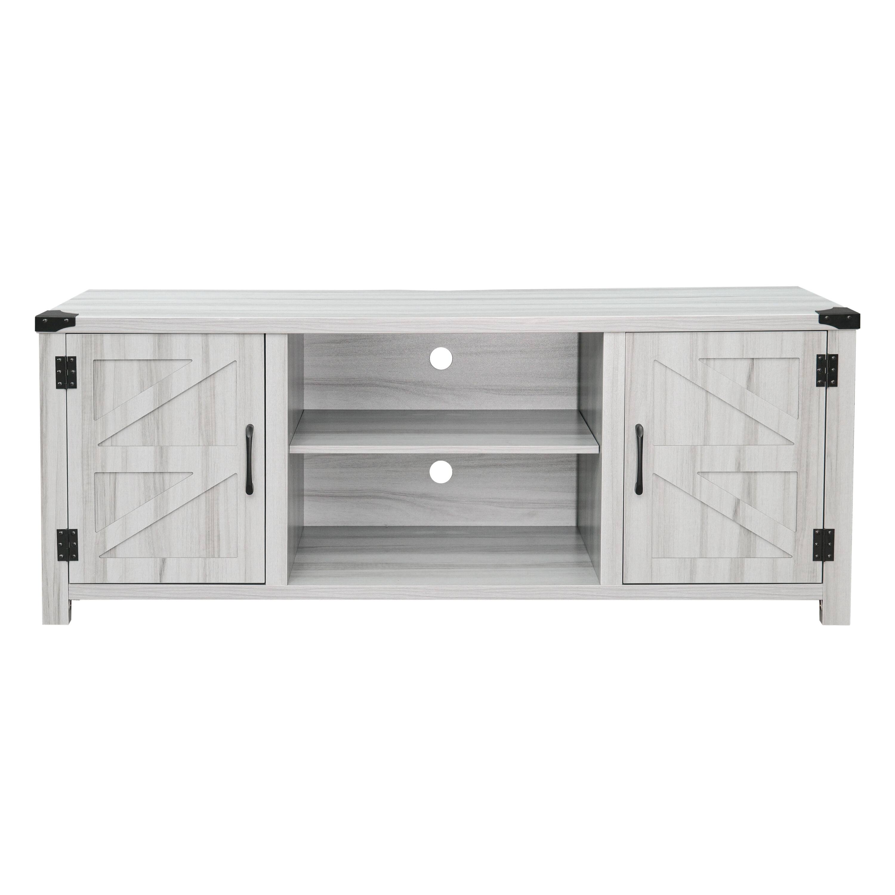 Alt View 7. Emma + Oliver - 59 Inch Barn Door TV Stand Fits up to 65" TV's with Adjustable Shelf - Light Gray.