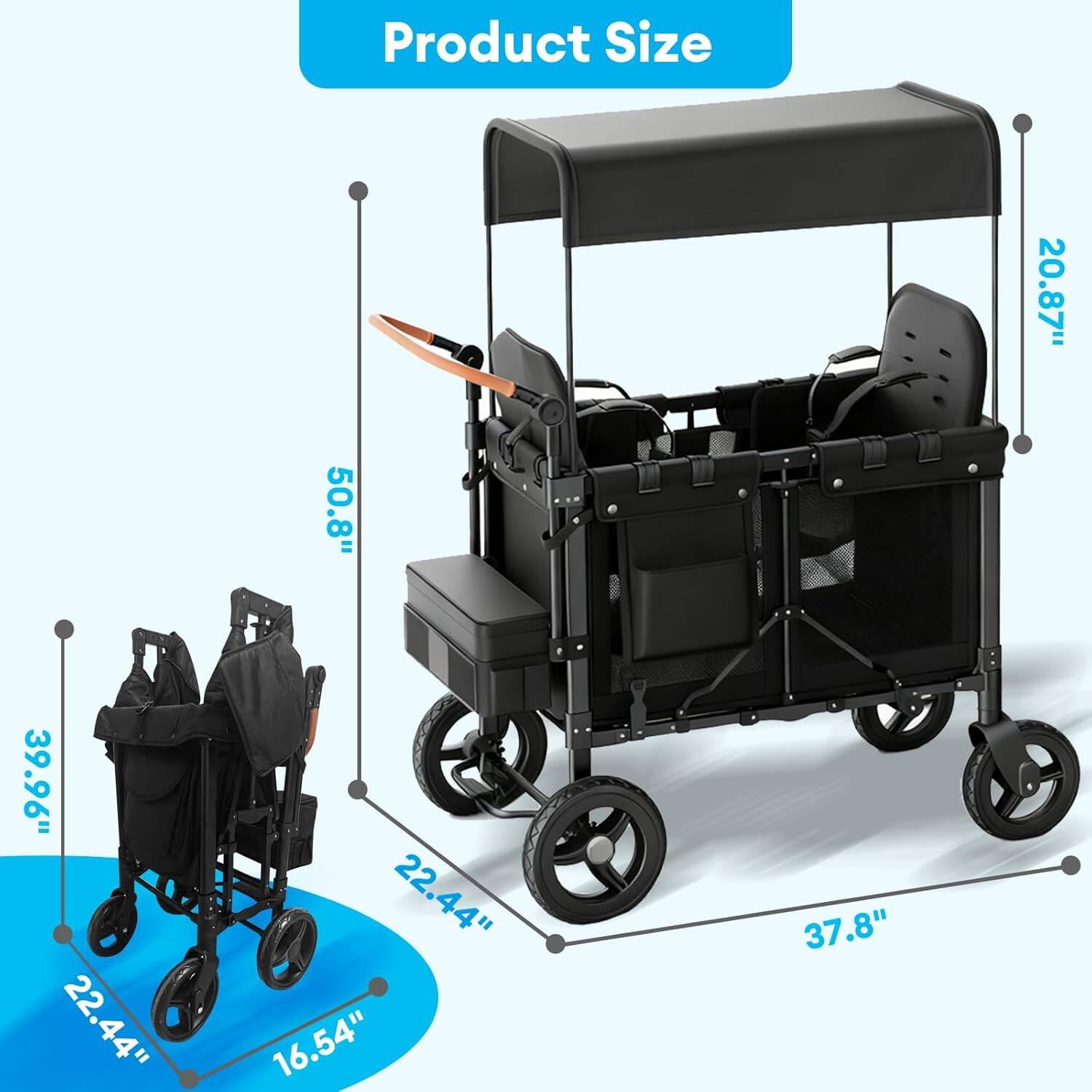 Product Size  
20.87" x 50.8" x 39.96" x 22.44" x 22.44" x 16.54" x 37.8"