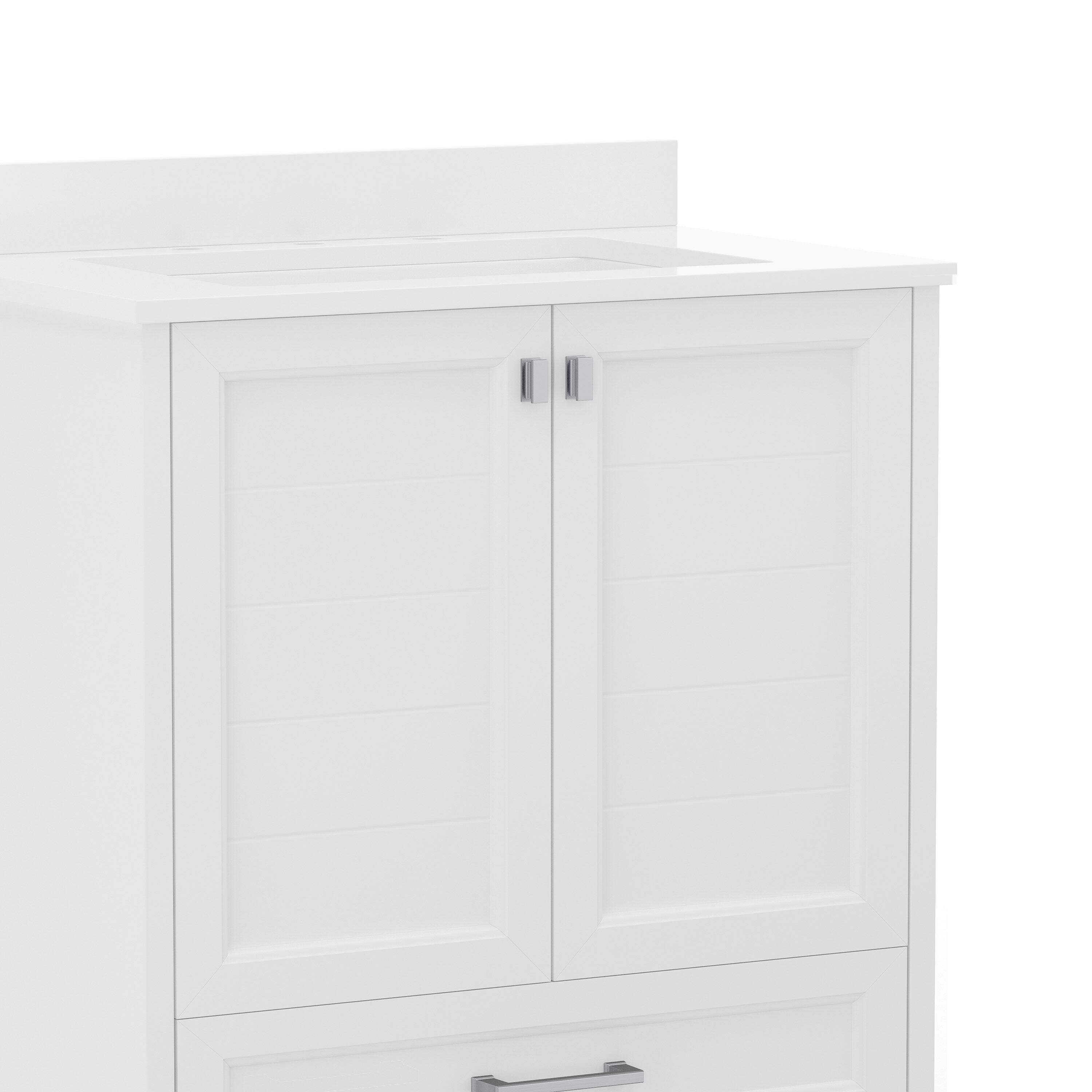 Alt View 9. Emma + Oliver - Bathroom Vanity w/ Ceramic Undermount Sink, Cabinet, Bottom Drawer - White.