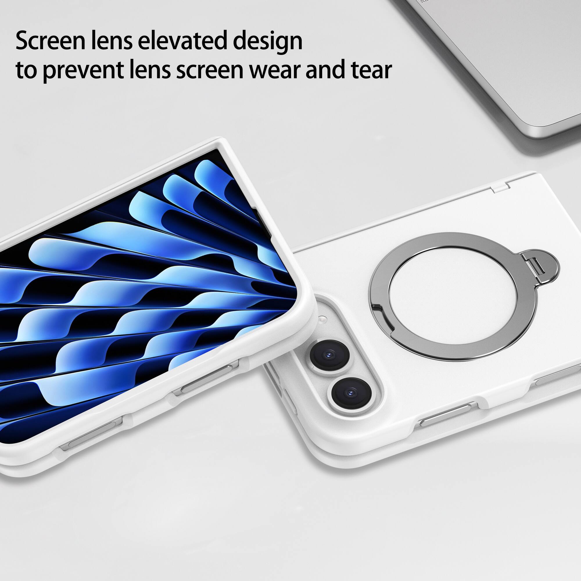 Screen lens elevated design to prevent lens screen wear and tear