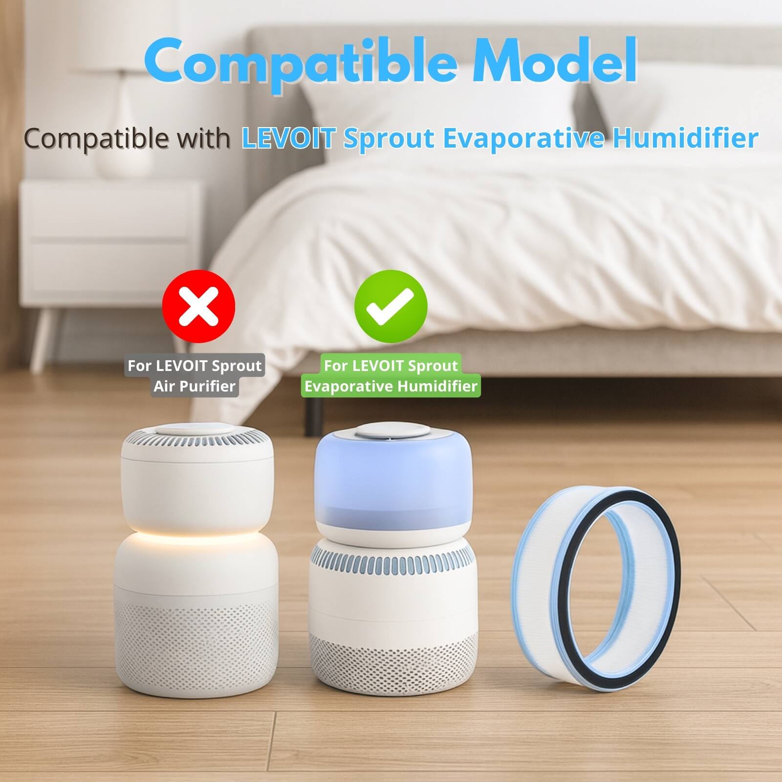Compatible Model  
Compatible with LEVOIT Sprout Evaporative Humidifier  

For LEVOIT Sprout Air Purifier  
For LEVOIT Sprout Evaporative Humidifier