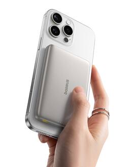 Baseus - Picogo 10000mAh Qi2 Power Bank for iPhone - 15W Wireless, 27W Fast Charging Magnetic Battery - Natural Titanium