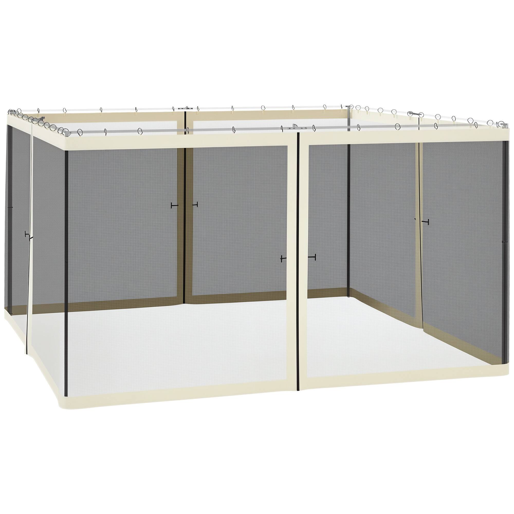 Front. Outsunny - 12' x 12' Universal Replacement Mesh Sidewall Netting for Patio Gazebos and Canopy Tents with Zippers, Sidewall Only - Cream White.