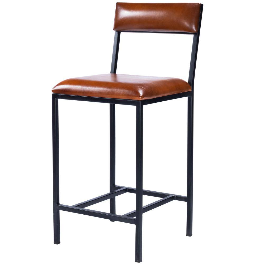 Alt View 5. Butler Specialty - Lazarus Leather & Metal 27" Counter Stool - Medium Brown.