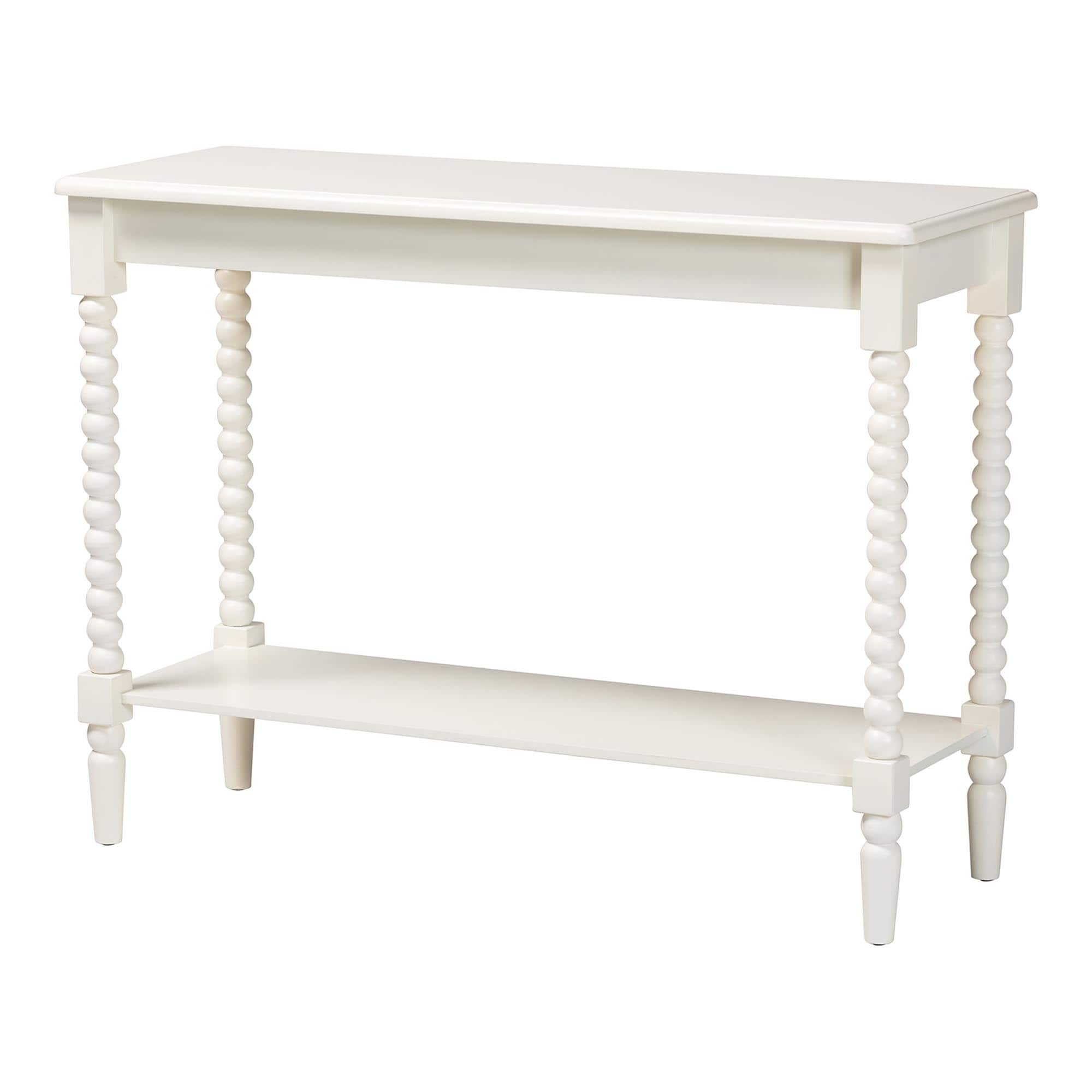 Baxton Studio - Bayard Console Table with Bobbin Legs - Spindle Leg Accent Table with Shelf, Entryway or Living Room Furniture - White