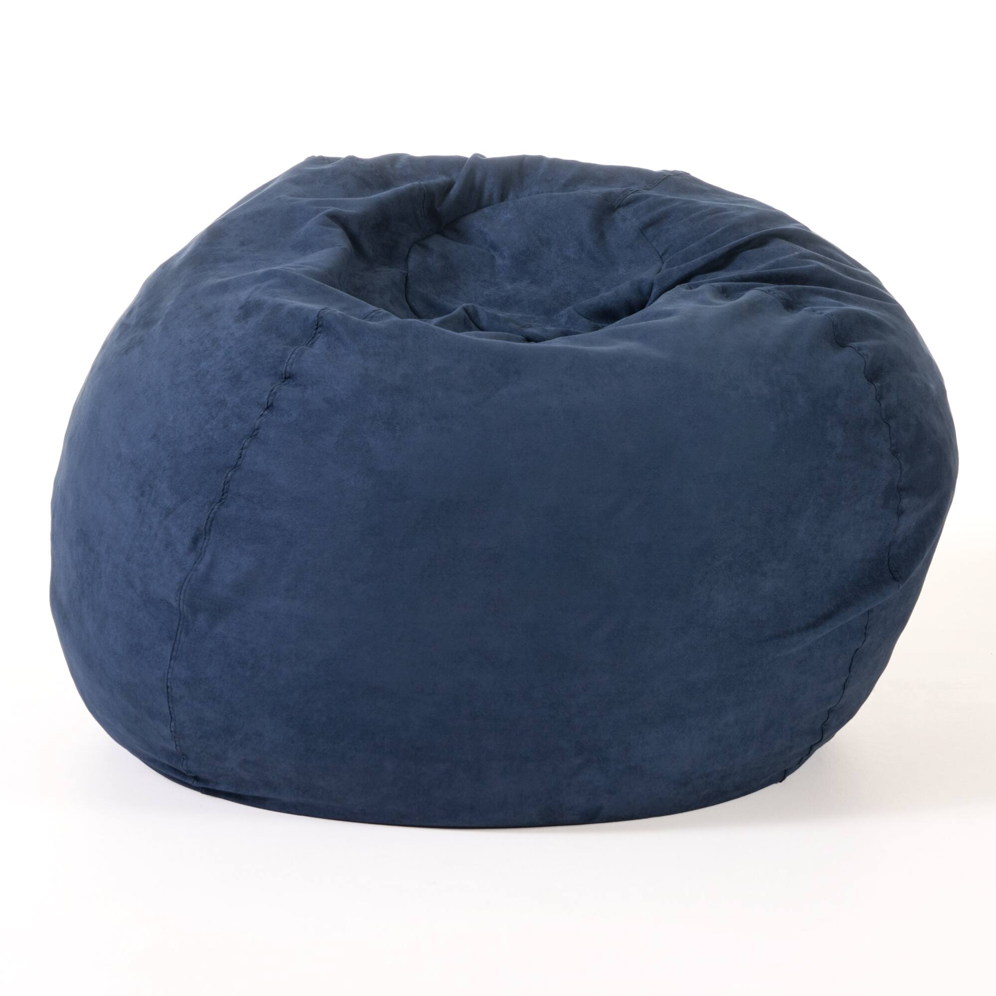 Left. GOODSILO - Spacious High-Density Shredded Foam Bean Bag Chair with Removable Soft Cover for Ultimate Relaxation - Blue Solid.