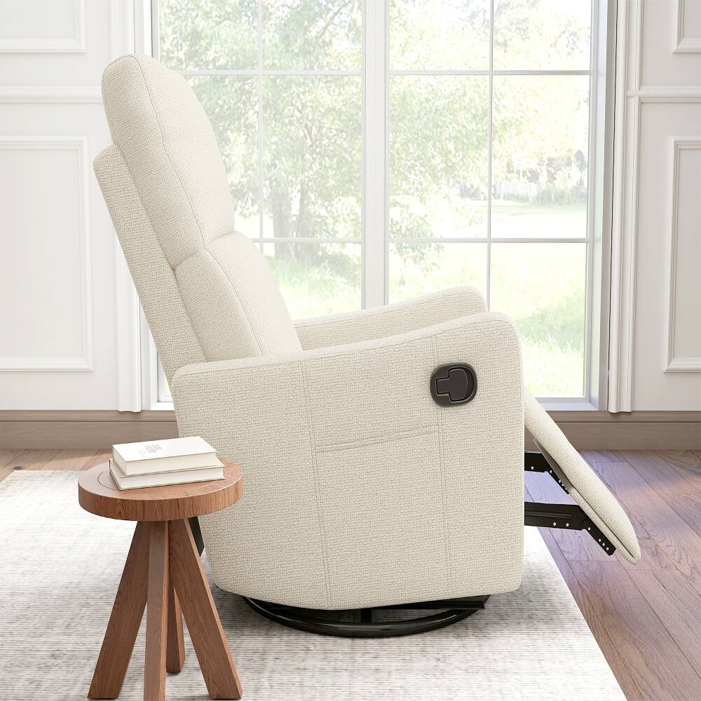 Alt View 8. Loheer - Loheer Manual Swivel Rocker Recliner Chair Beige Fabric Glider Recliner for Nursery and Small Spaces - Beige.