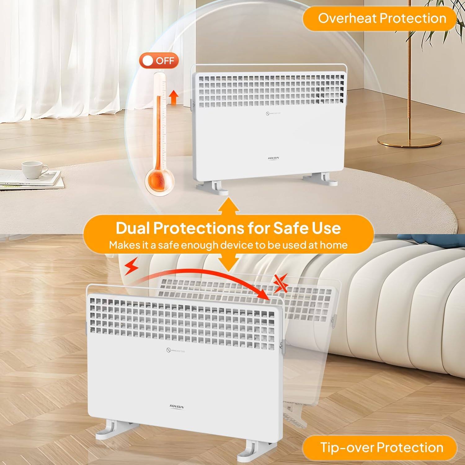 Overheat Protection OFF  
Dual Protections for Safe Use  
Makes it a safe enough device to be used at home  
RASEN Tip-over Protection