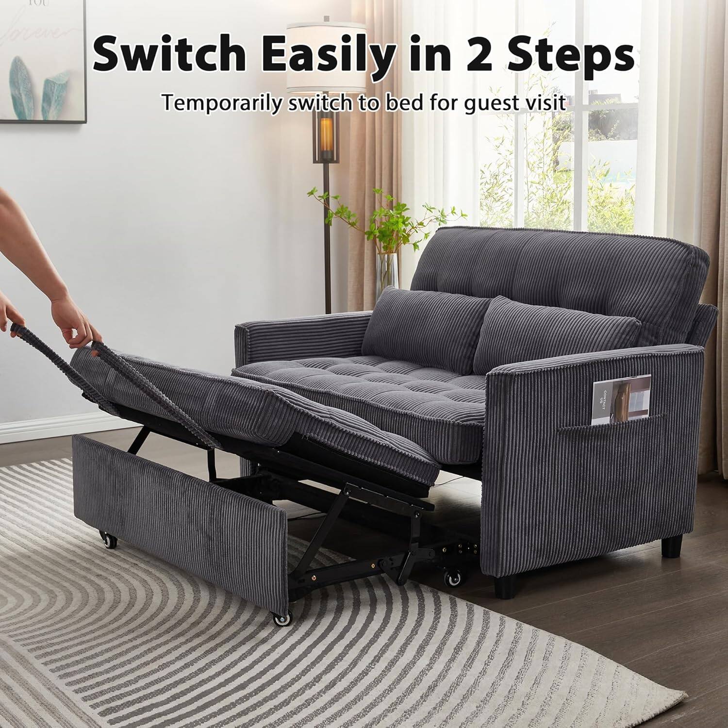 Switch Easily in 2 Steps  
Temporarily switch to bed for guest visit