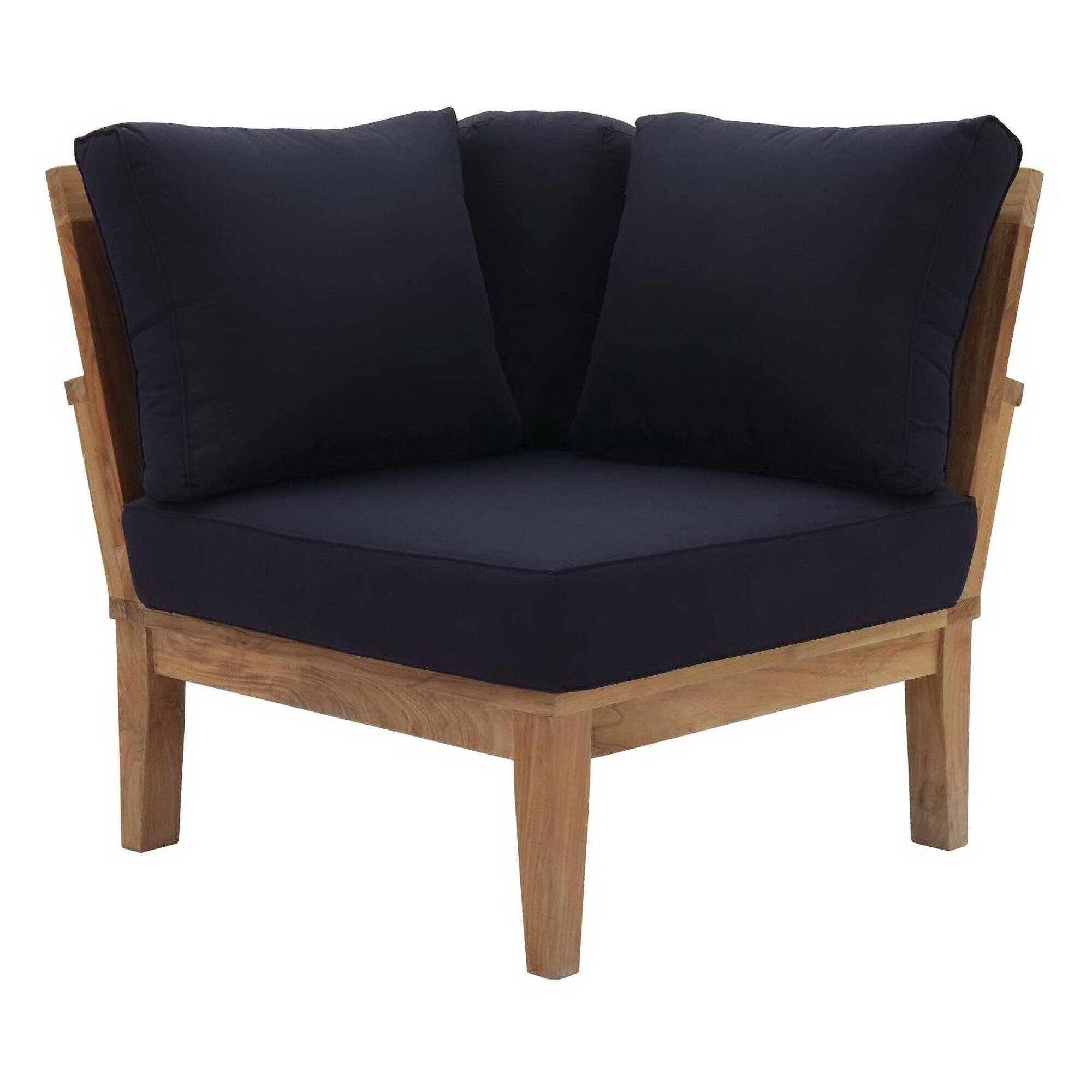 Angle. Modway - Marina Outdoor Patio Teak Corner Sofa by Modway - Natural Navy.