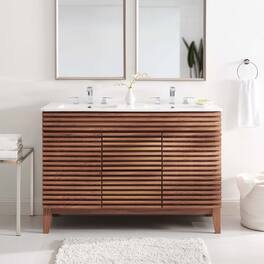 Modway - Render 48" Bathroom Vanity with White Basin Included - Walnut White