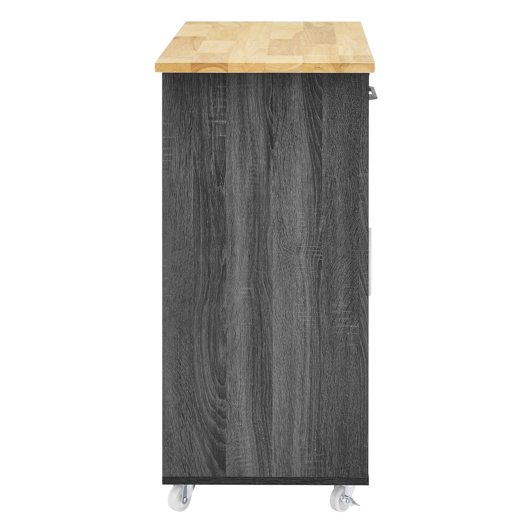 Alt View 2. Modway - Culinary Kitchen Cart With Spice Rack by Modway - Charcoal Natural.