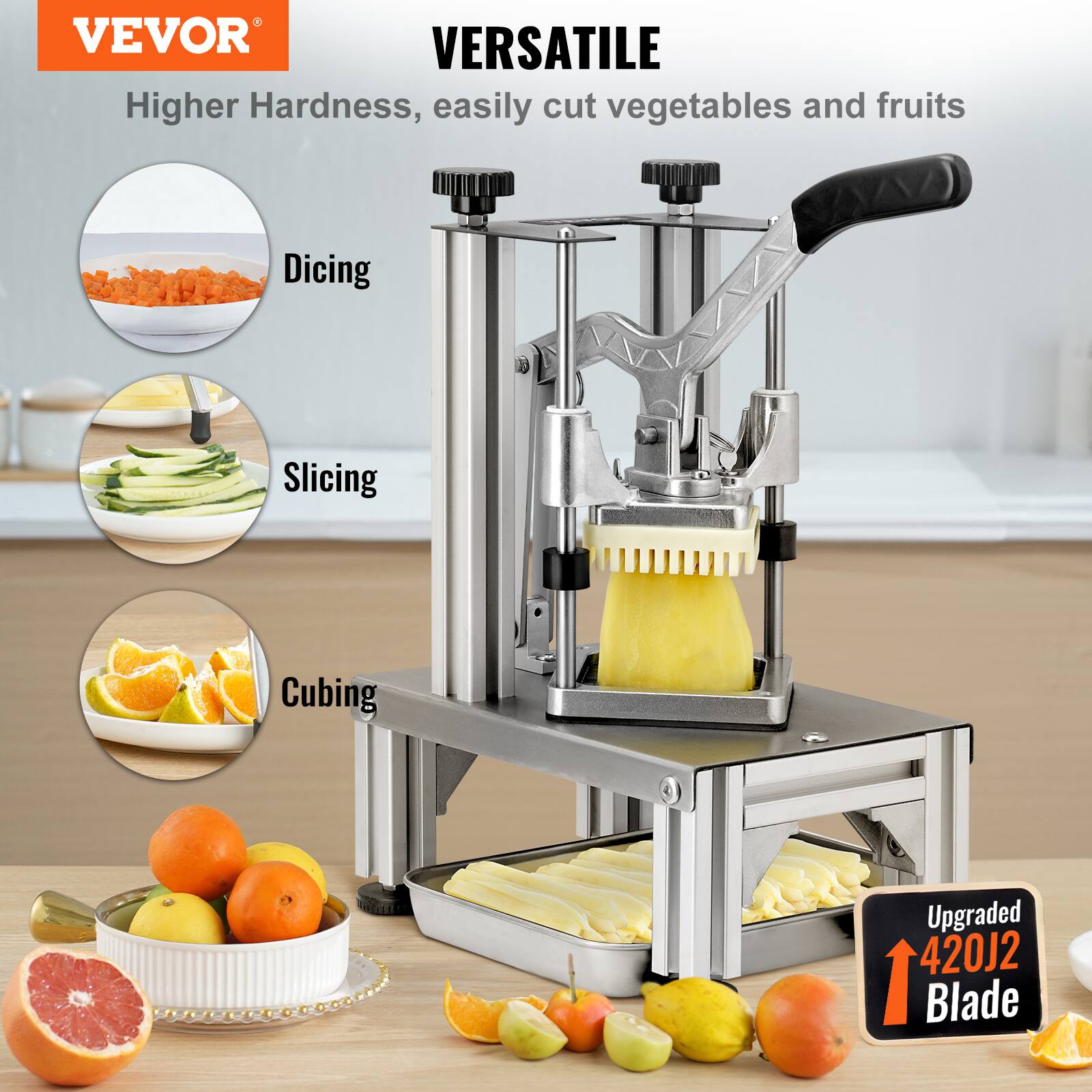 VEVOR VERSATILE Higher Hardness, easily cut vegetables and fruits Dicing Slicing Cubing Upgraded 420J2 Blade