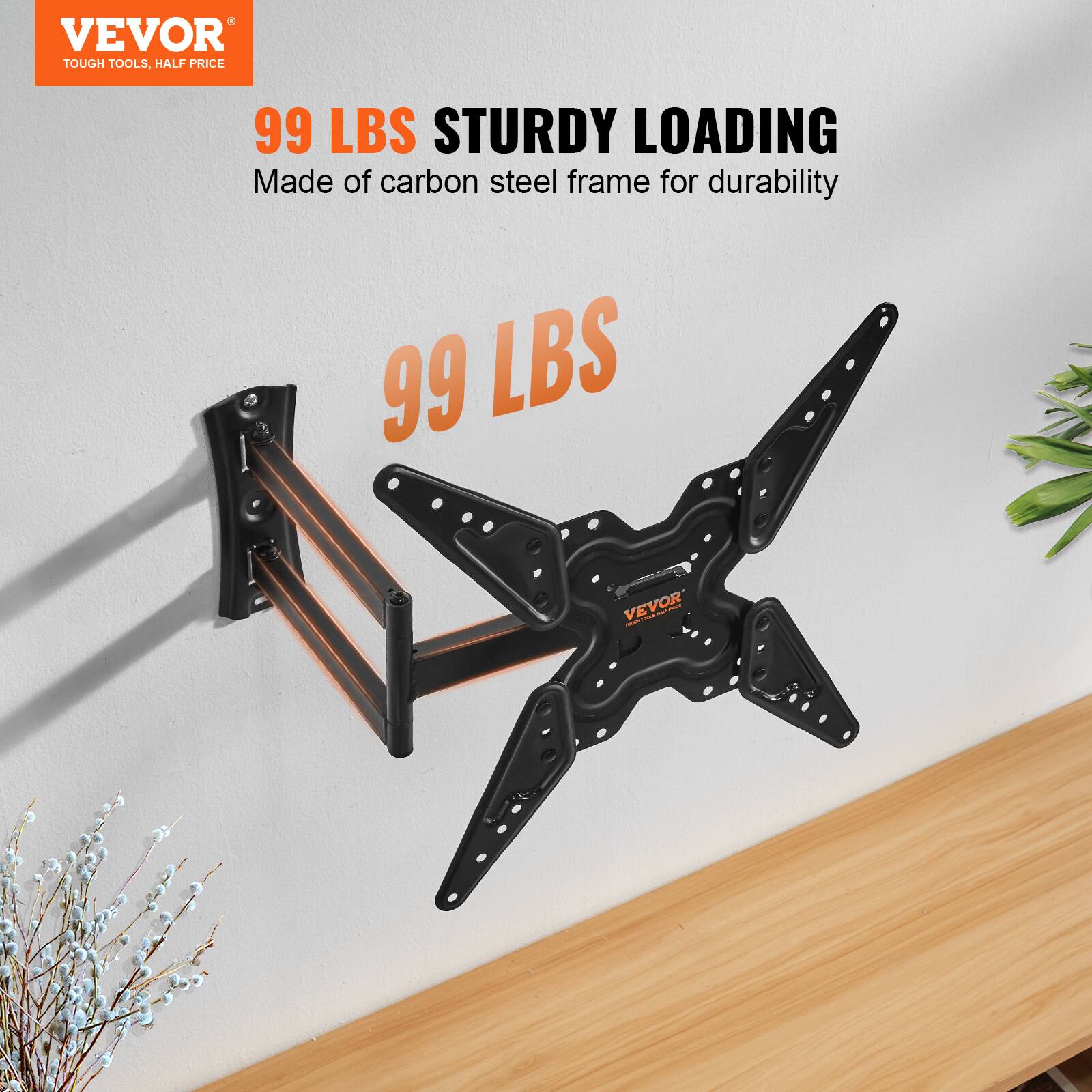 VEVOR TOUGH TOOLS. HALF PRICE. 99 LBS STURDY LOADING. Made of carbon steel frame for durability.