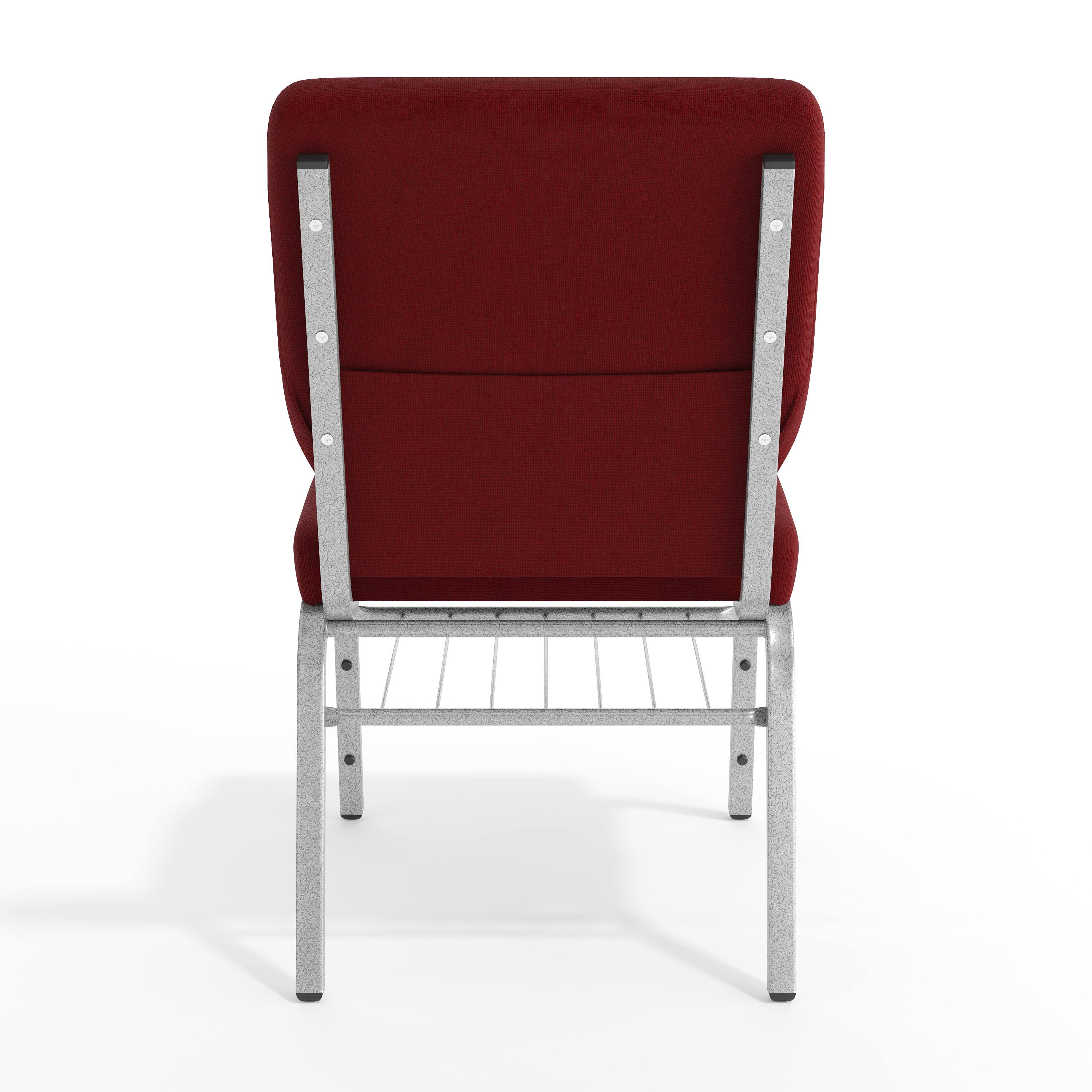 Alt View 7. Emma + Oliver - 18.5"W Church/Reception Guest Chair with Book Rack - Burgundy Fabric/Silver Vein Frame.
