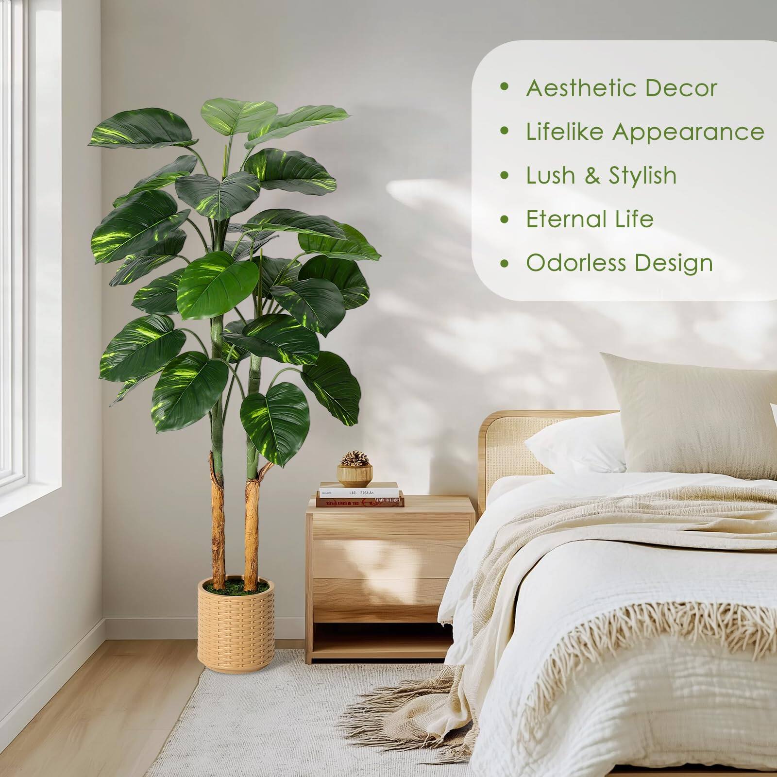 Aesthetic Decor  
Lifelike Appearance  
Lush & Stylish  
Eternal Life  
Odorless Design