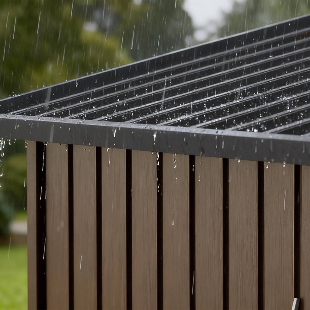 Alt View 4. CloudRest Pro - 5 x 3 FT Outdoor Storage Shed Lockable Doors Tool Sheds with Sloping Roof Steel Garden Shed - Brown.