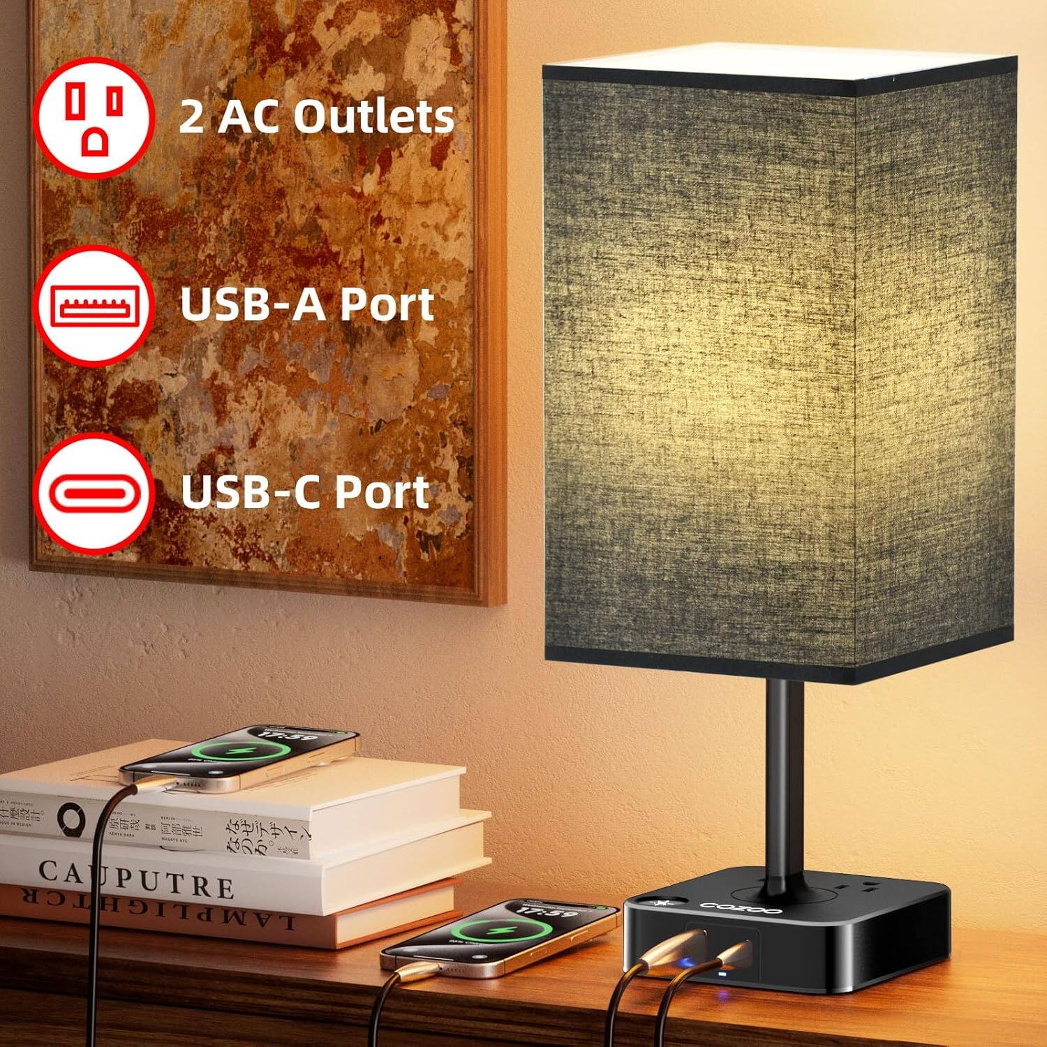 Stamp n Camp cozoo USB Bedside Table Desk Lamp with 2 USB Charging ...