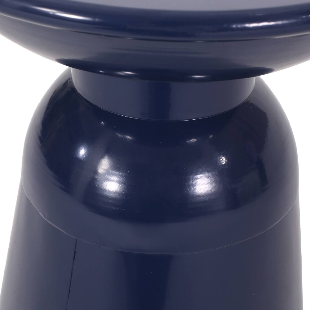 Alt View 7. Loheer - Loheer Outdoor Iron Side Tables Set of 2 Navy Blue Modern Flared Design Metal Accent Tables for Patio - Navy Blue.