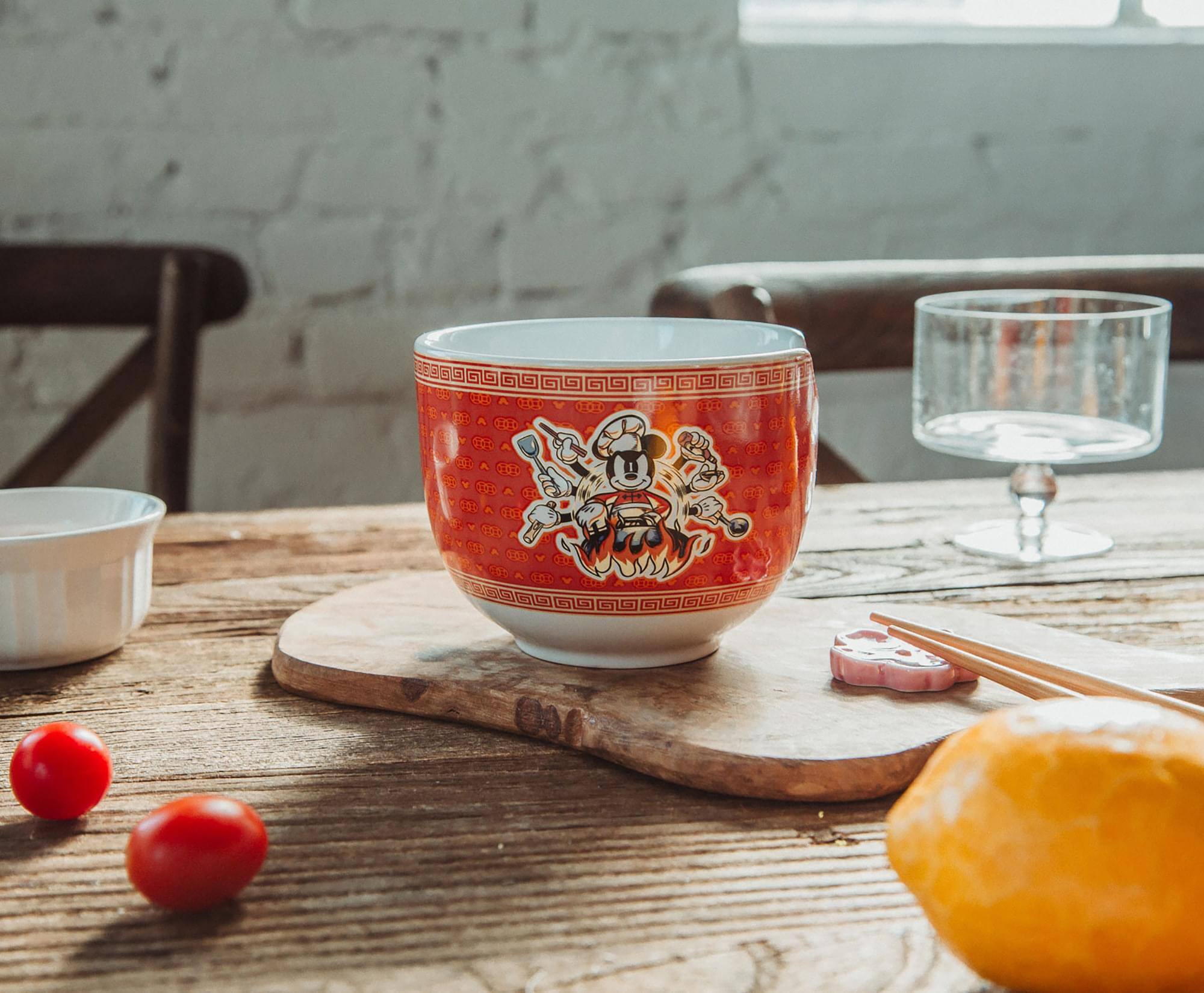 Alt View 3. Disney - Disney Mickey Mouse Wild Wok 20-Ounce Ramen Bowl and Chopstick Set - Red.