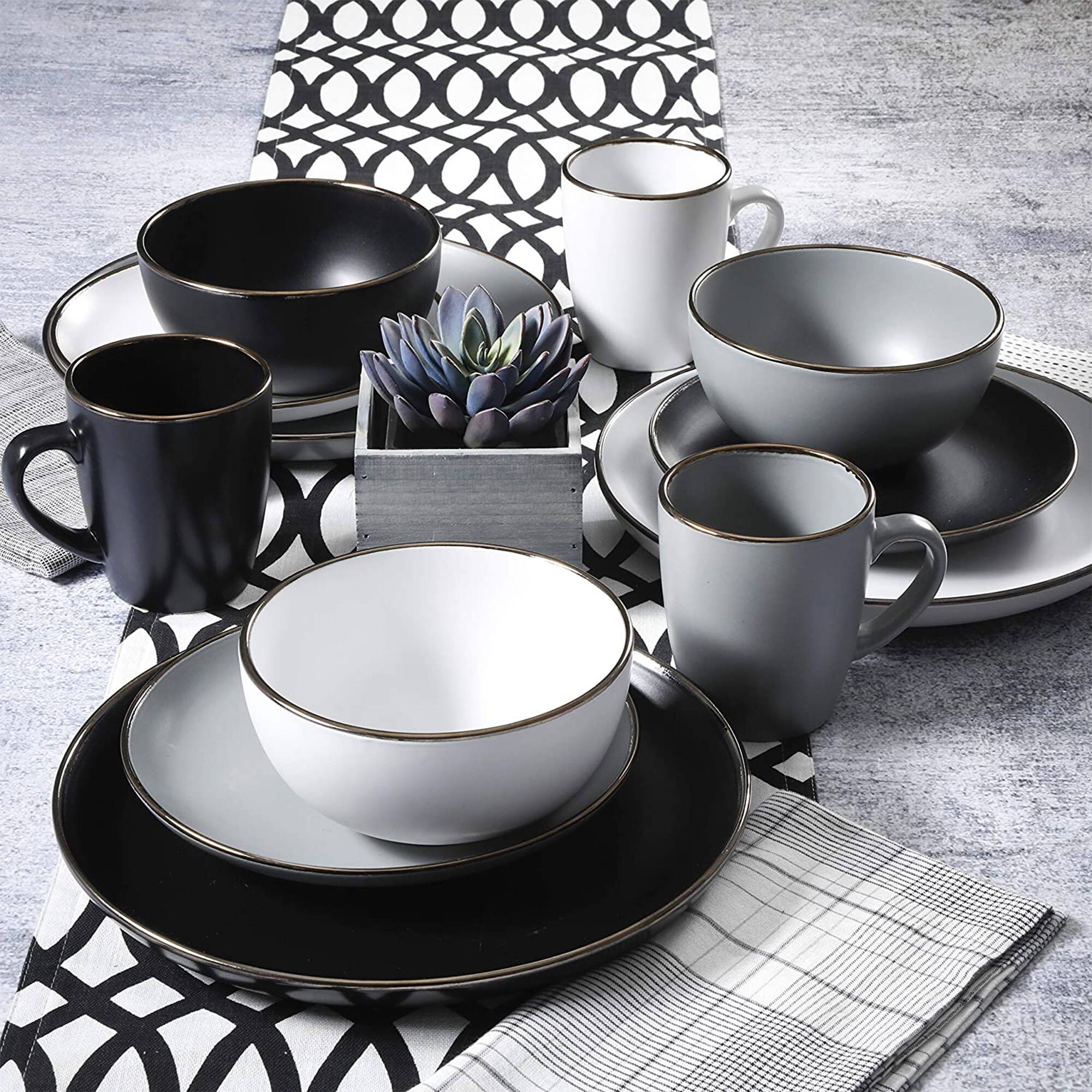 Alt View 5. Gibson - Gibson Home Rockaway Round Stoneware Dinnerware Set, Service for 4, Matte White - White.