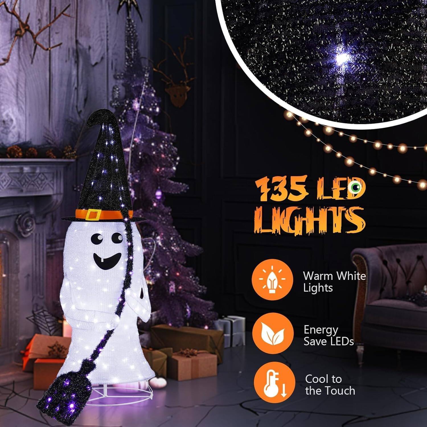 135 LED Lights  
Warm White Lights  
Energy Save LEDs  
Cool to the Touch
