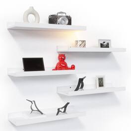 Dazzed Corner - 5 Set Floating Shelves for Wall Decor, with Lip - White