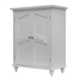 Hivvago - Bathroom Linen Storage Floor Cabinet with 2-Doors Wood Finish - White