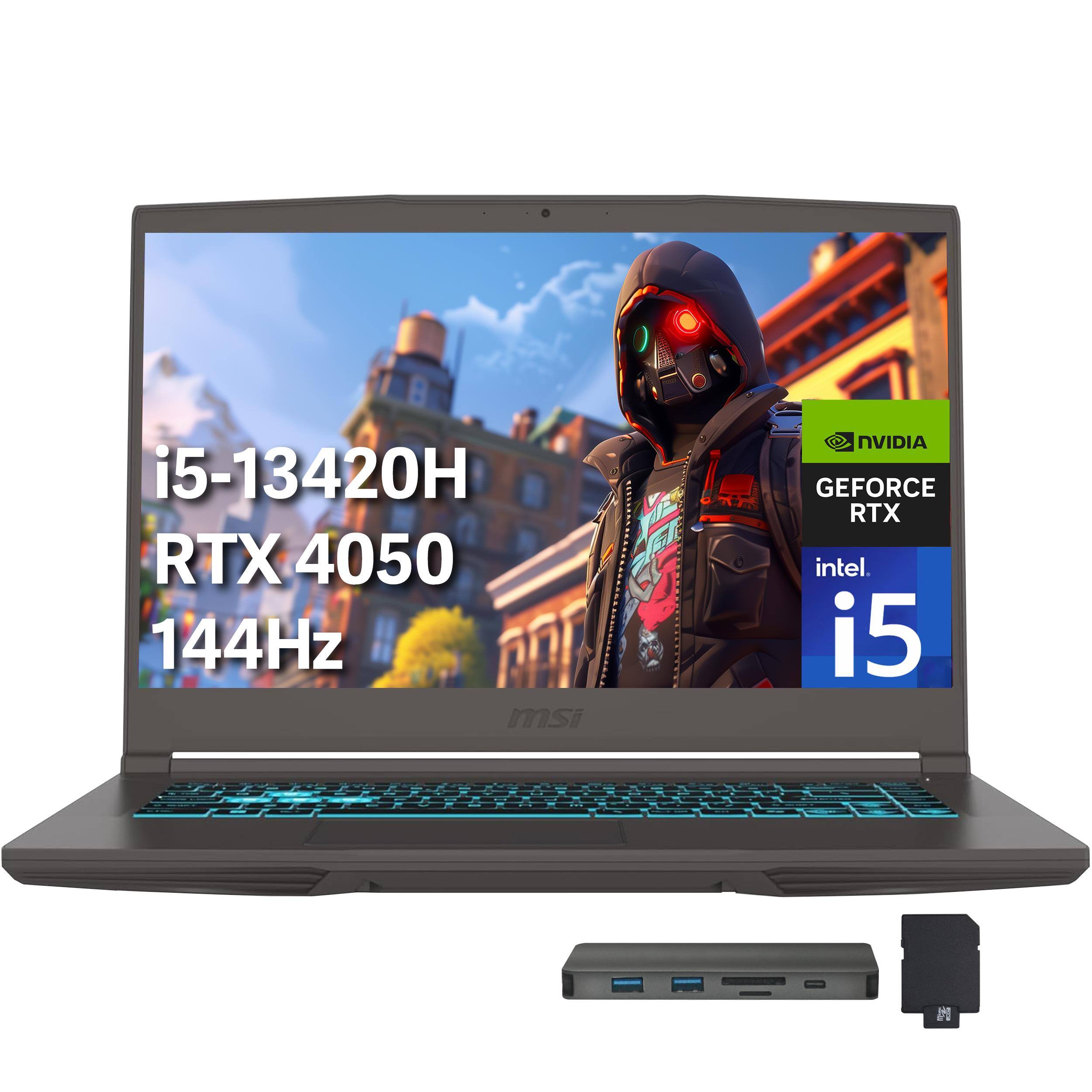 MSI - Thin 15 15.6" Gaming Laptop,Intel i5-13420H,32GB RAM,1TB SSD+160GB Dock Station,GeForce RTX 4050,Win 11 Pro - Gray