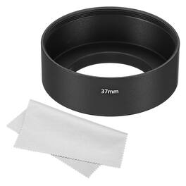 Unique Bargains - 37mm Standard Focus Frosted Anti-reflective Lens Hood with Cloth for Nikon/Fuji/Pentax/Leica - Black