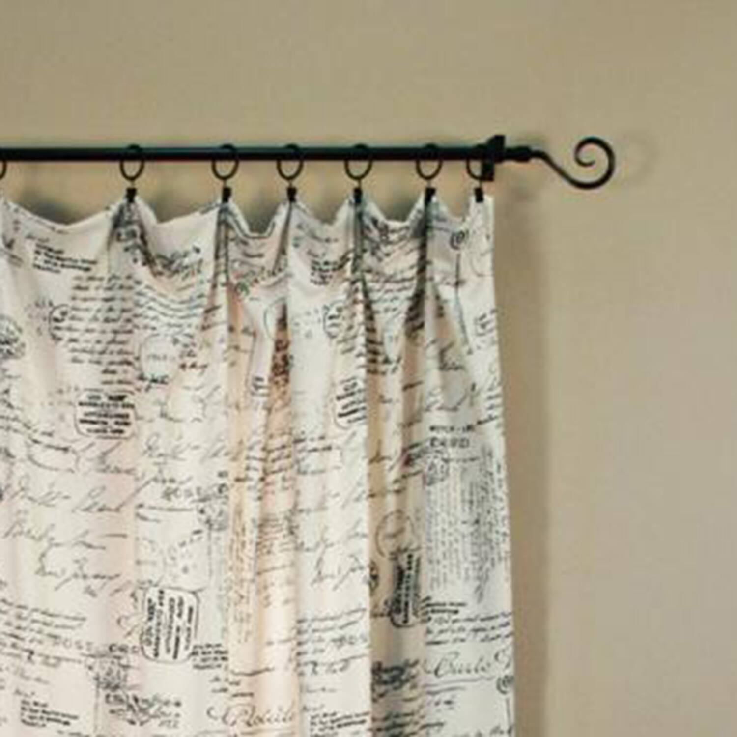 Angle. Ellis Curtain - Ellis Curtain Script 100 Percent High Quality Fabric Classic Print Rod Pocket Panel Window Curtain - 48 x 63" Black - Black.