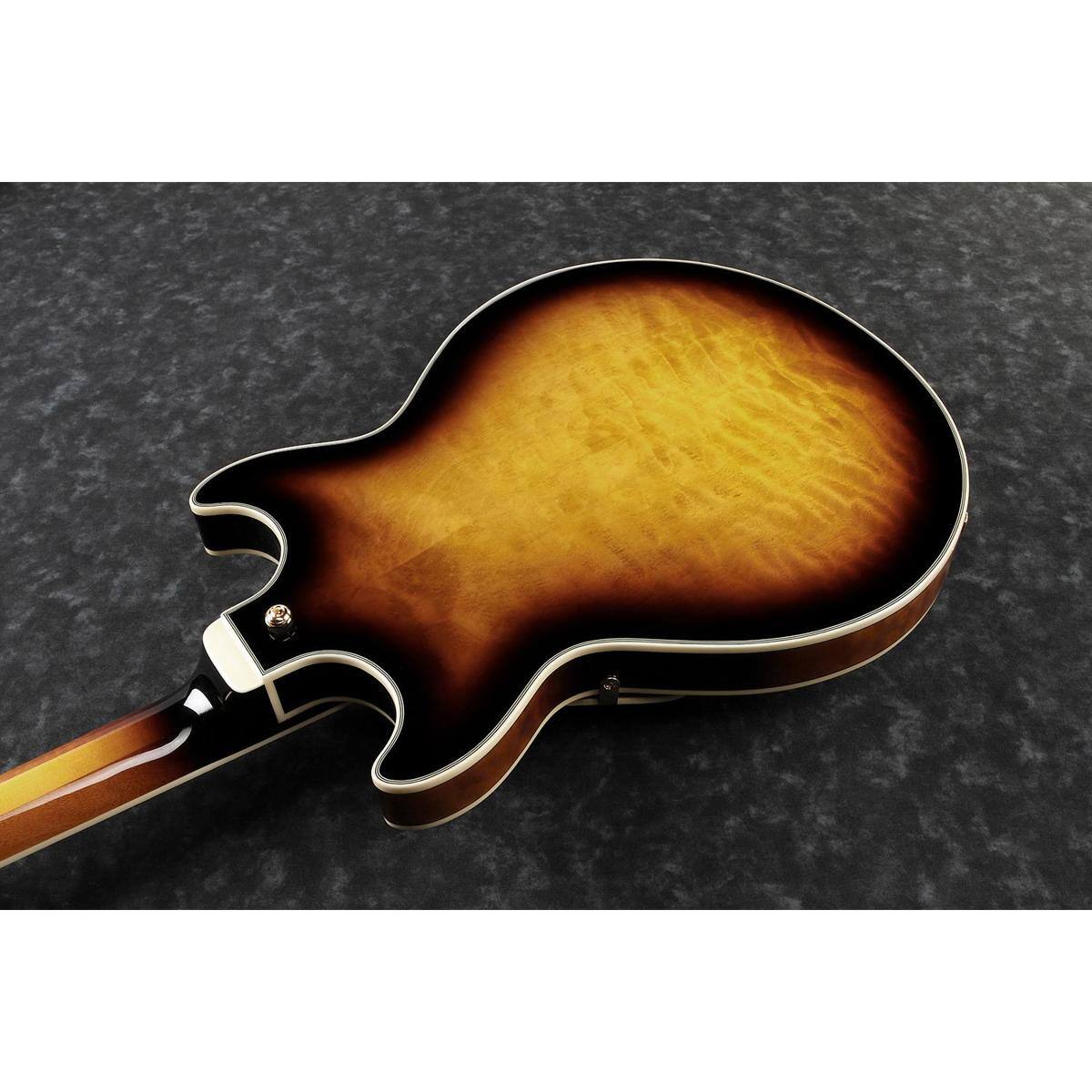 Alt View 2. Ibanez - Ibanez AM93QM Artcore Expressionist Electric Guitar, Antique Yellow Sunburst.