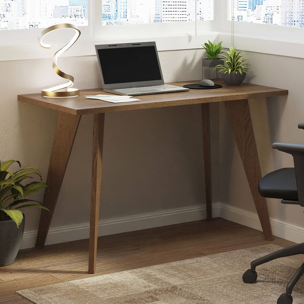 Angle. Madesa - Madesa Office Computer Desk 47 Inch Wooden Unit 47 Inch - Brown - Brown.